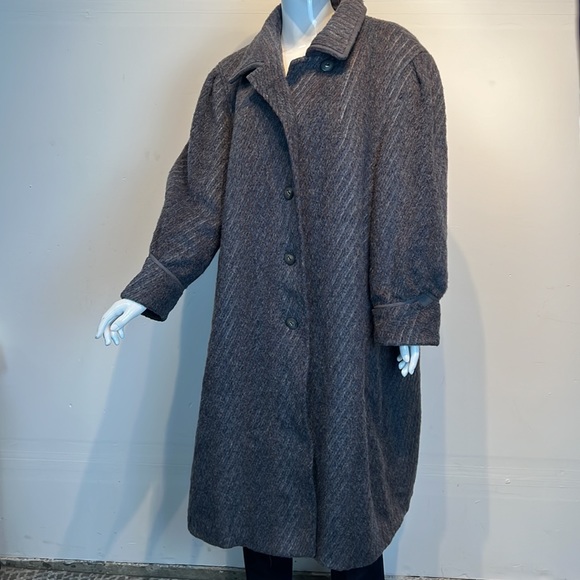 Woman’s Vtg Wool Grey Puffy Sleeves Size 2X Coat - Picture 7 of 14